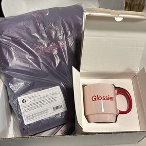 Glossier Hoodie and Coffee Mug